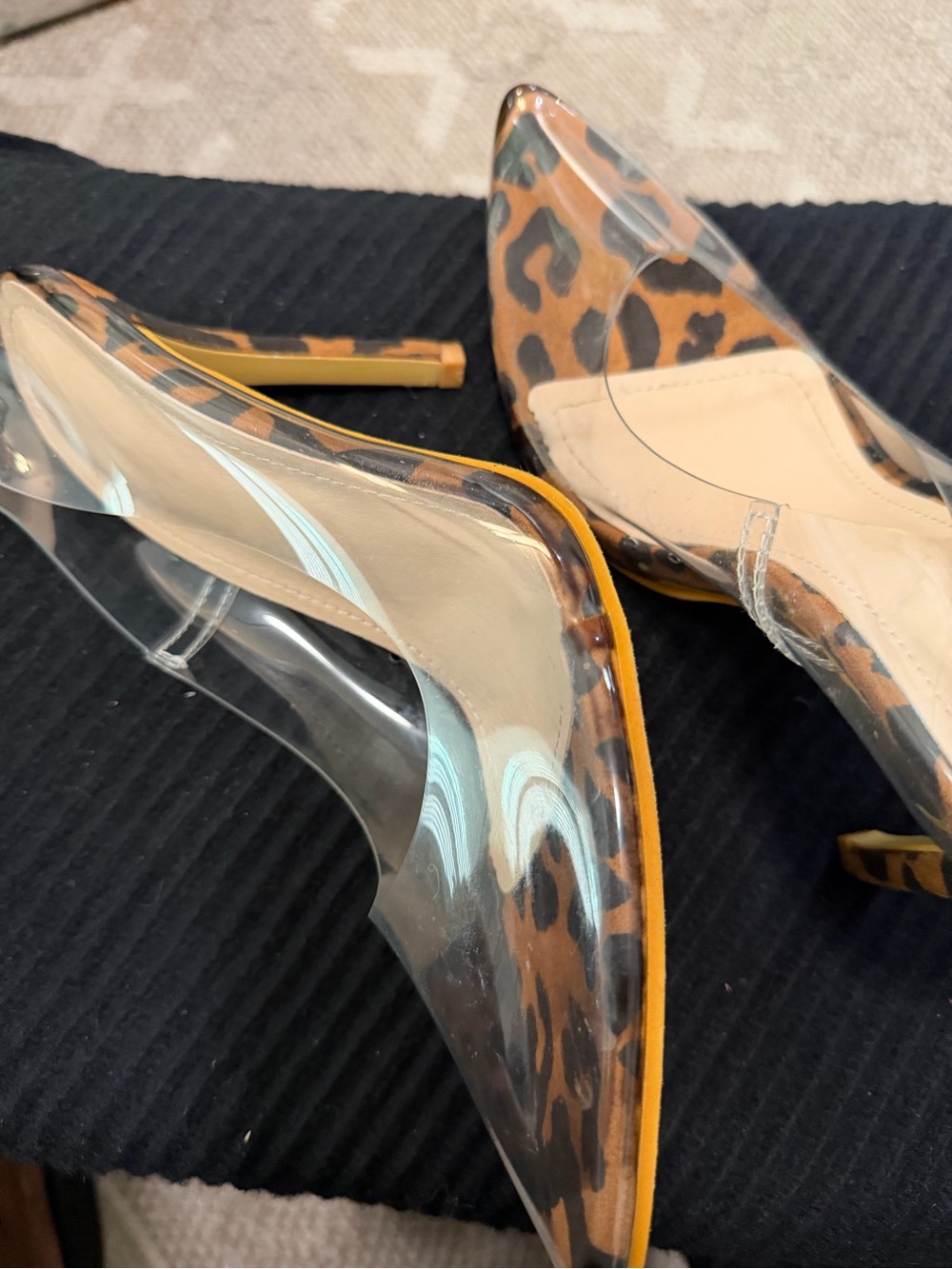 Leopard Print Clear Pointed Toe Pump in Brown
